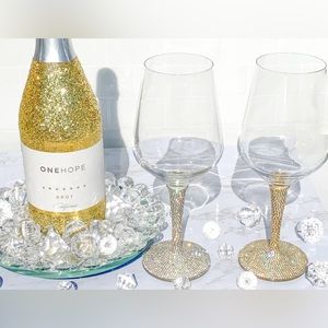B.E.B.E Rhinestone Stem Wine Glasses